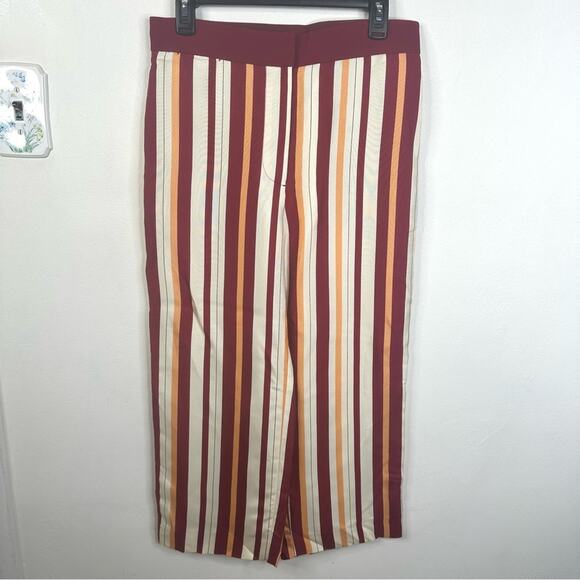 THE ROW Togra Cropped Striped Silk Straight Leg Pants Women's Size 2 - Picture 5 of 13